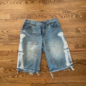 KAPITAL skeleton blue jorts